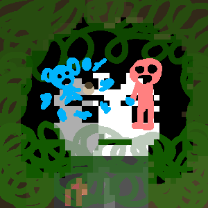 Reese stares blankly as her imagination runs wild. She's in the forest and CG is before her, surrounded by blue glowy crystals. They're shocked to see each other, and between them is a potion, its liquid a bubbling yellow- no gray- no purp- no pink- no-